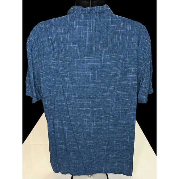 Island Shores Palm Tree Hawaiian Shirt XL Blue Rayon Tropical Aloha Vacation - Picture 2 of 11